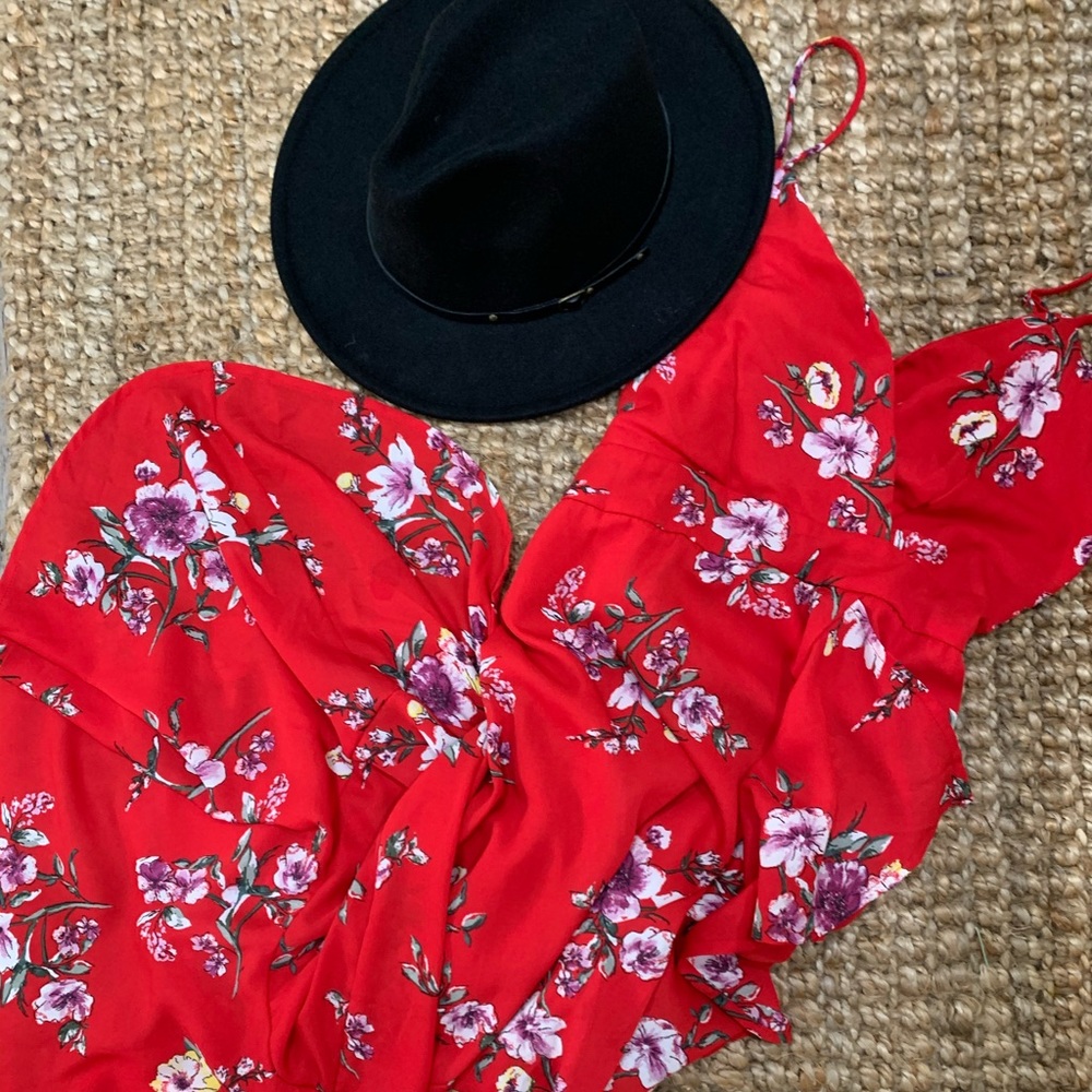 Asymmetric- mid -long back red dress. Never worn